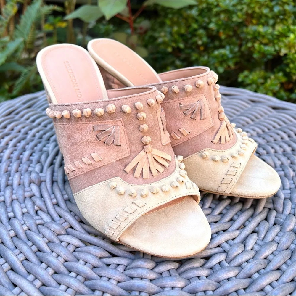 NWOT Sigerson Morrison Philip Suede Open Toe Mule Blush Sz 7.5 - Picture 2 of 11